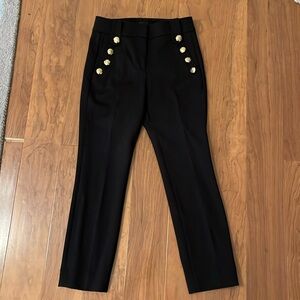 White House Black Market Jolie Button Slim Straight Pants, Black, size 2R